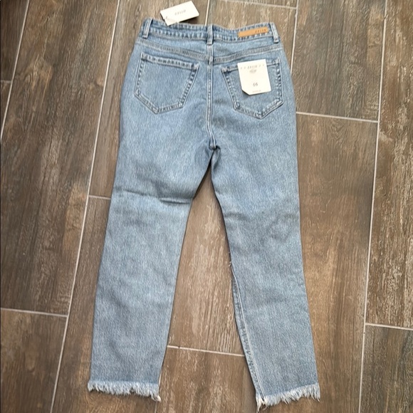 Cello High Rise Straight Distressed Jeans in Light Blue - Picture 5 of 12